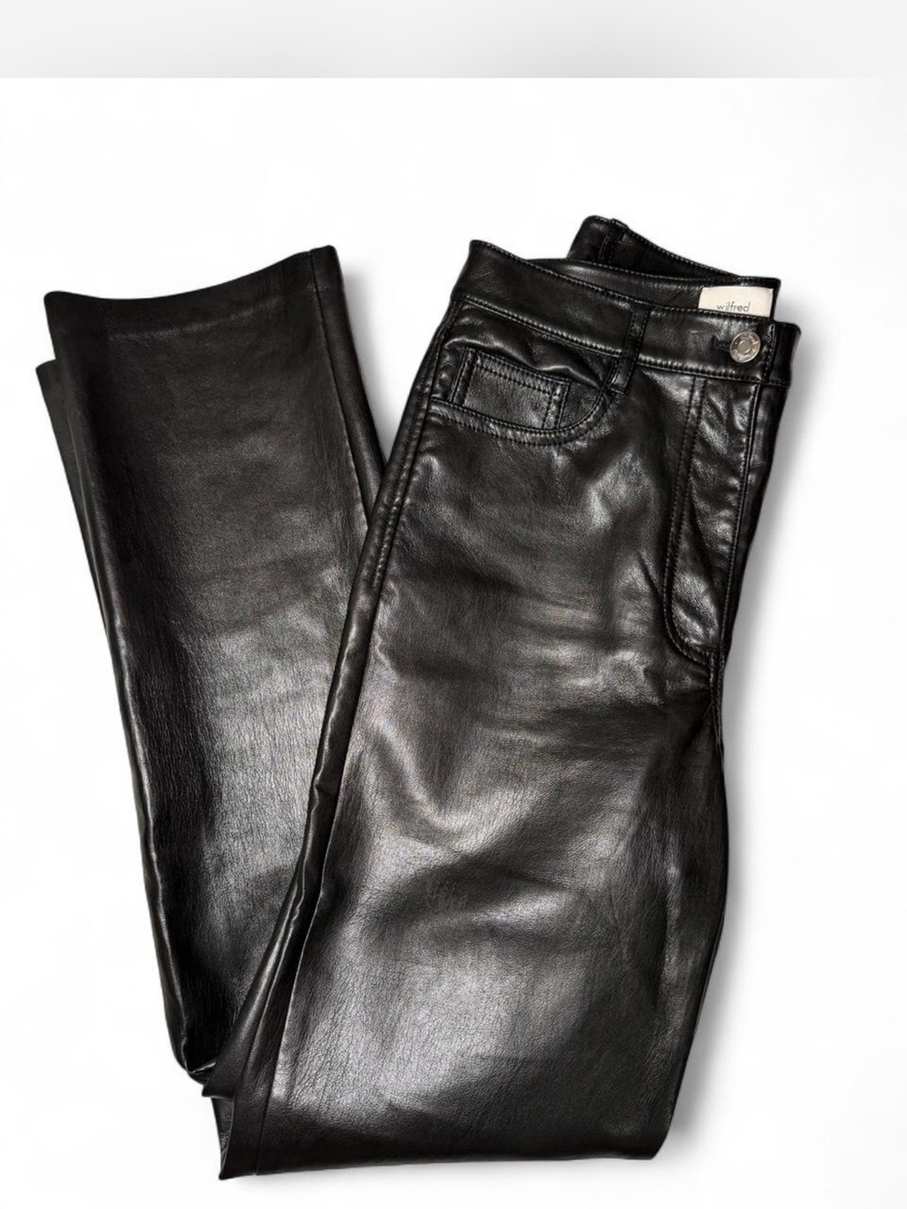 Aritzia / Wilfred Black Faux-Leather Melina Pants